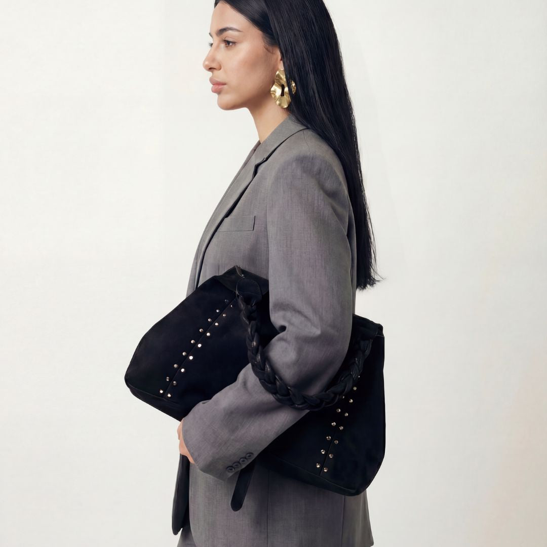 The Slouchy Suede Hobo Bag in Black